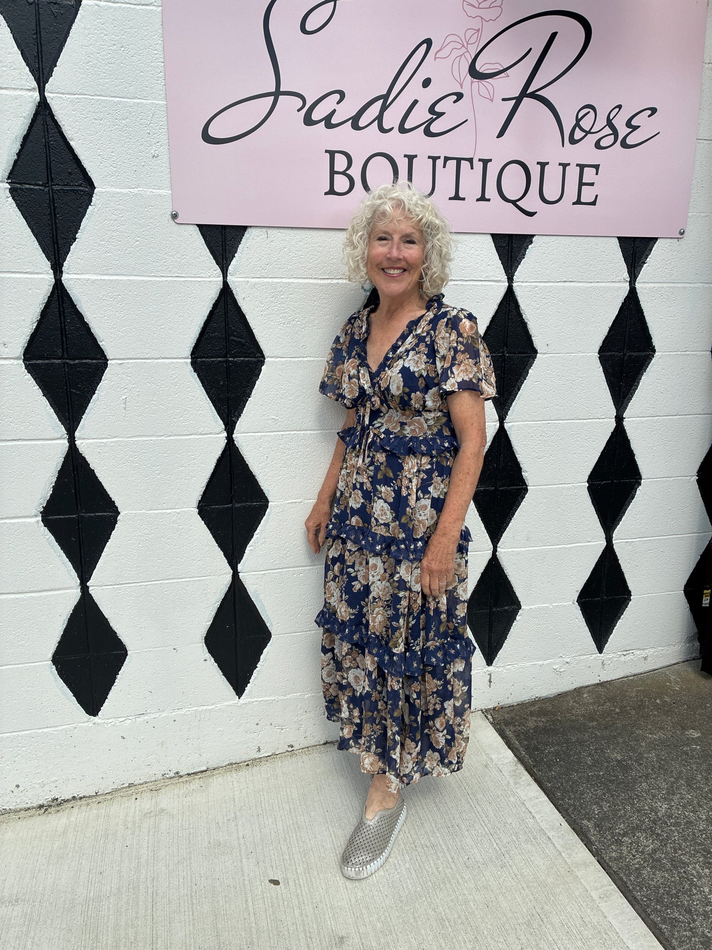 Blue Tiered Floral Dress