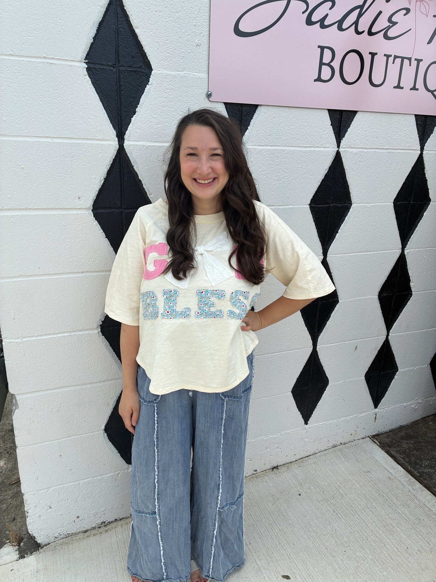 God Bless Patchwork Tee