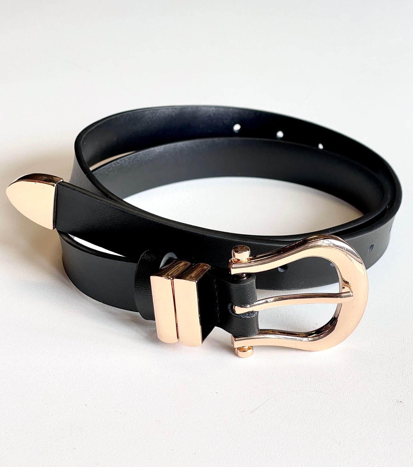 Black and Gold Leather Belt