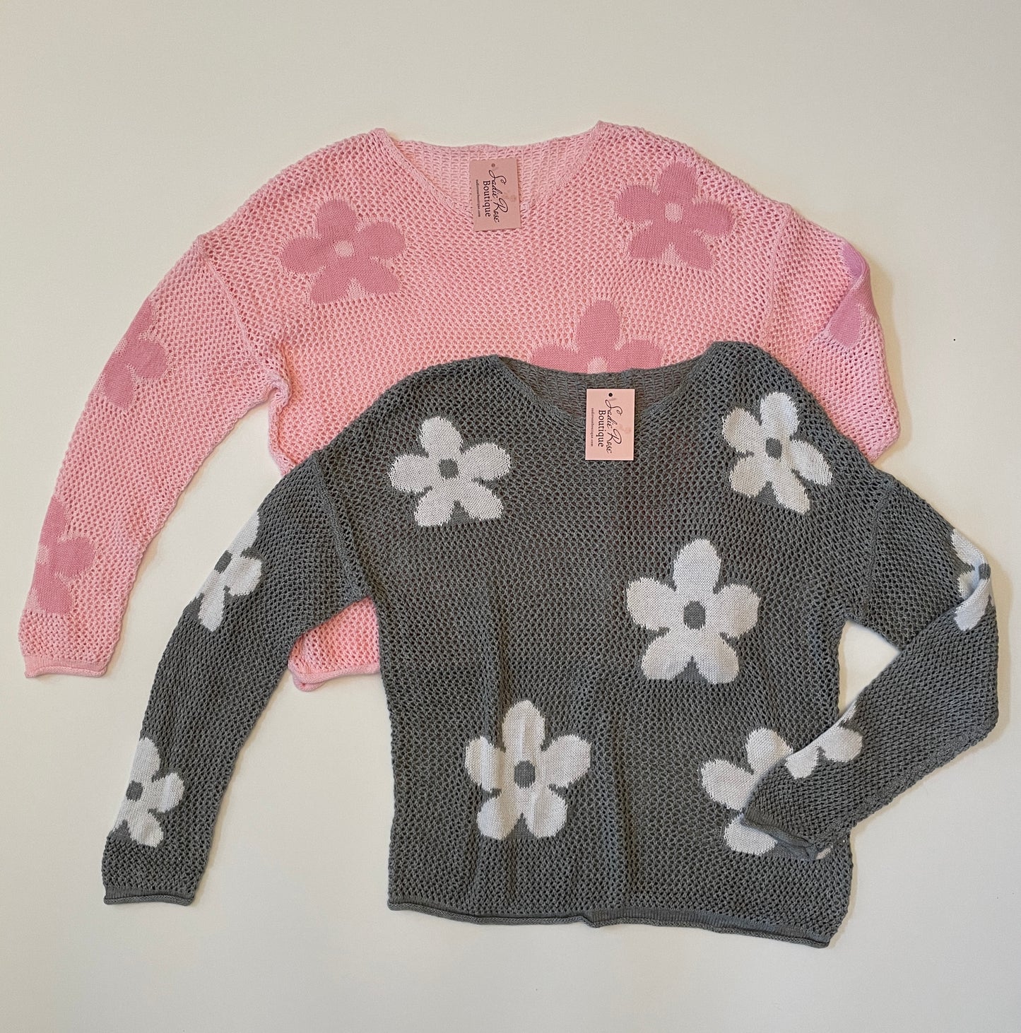Floral Hollow Knit Sweater