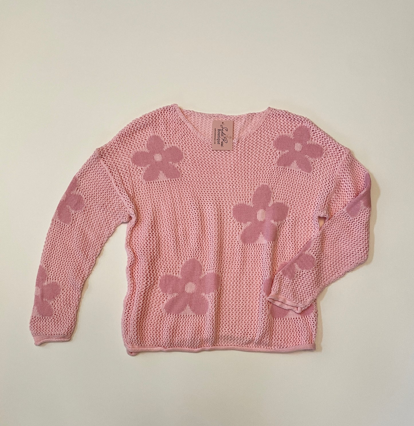 Floral Hollow Knit Sweater