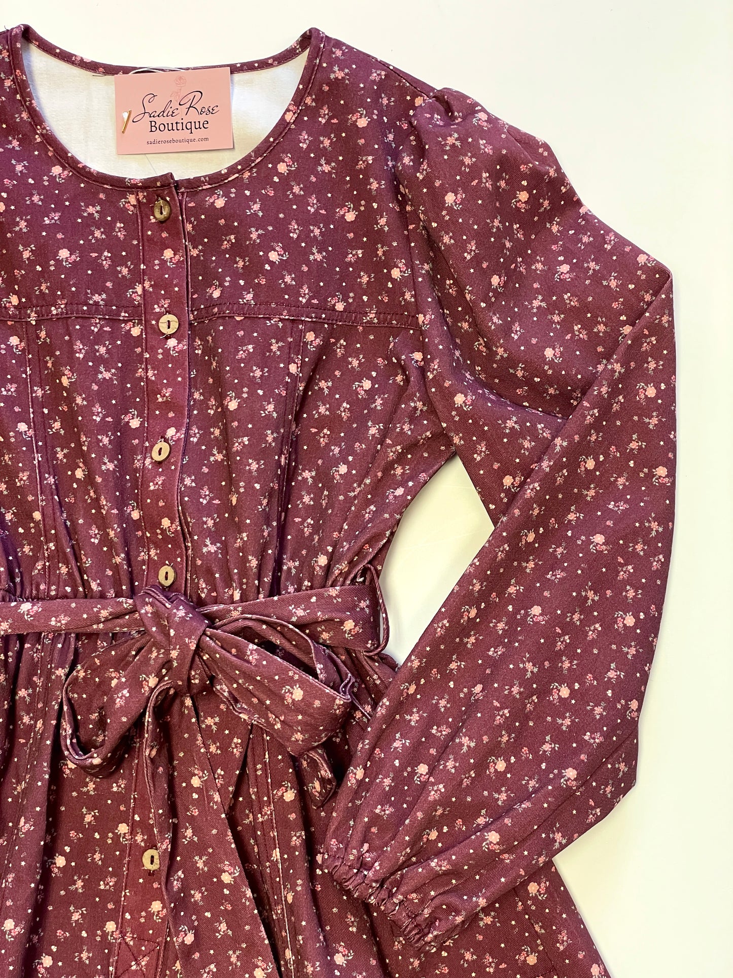 Floral Wine Denim Dress
