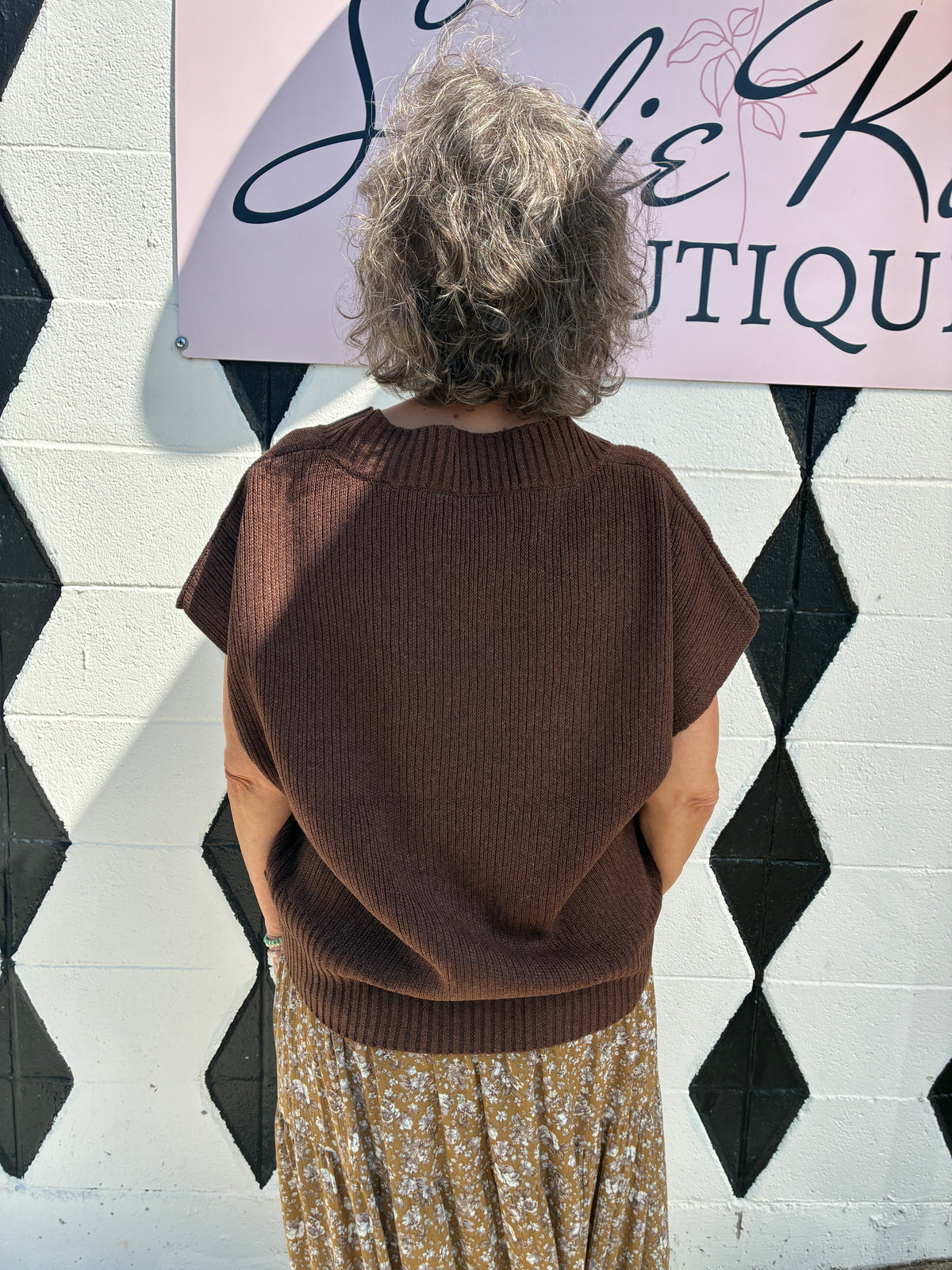 Brown Button Sweater Vest