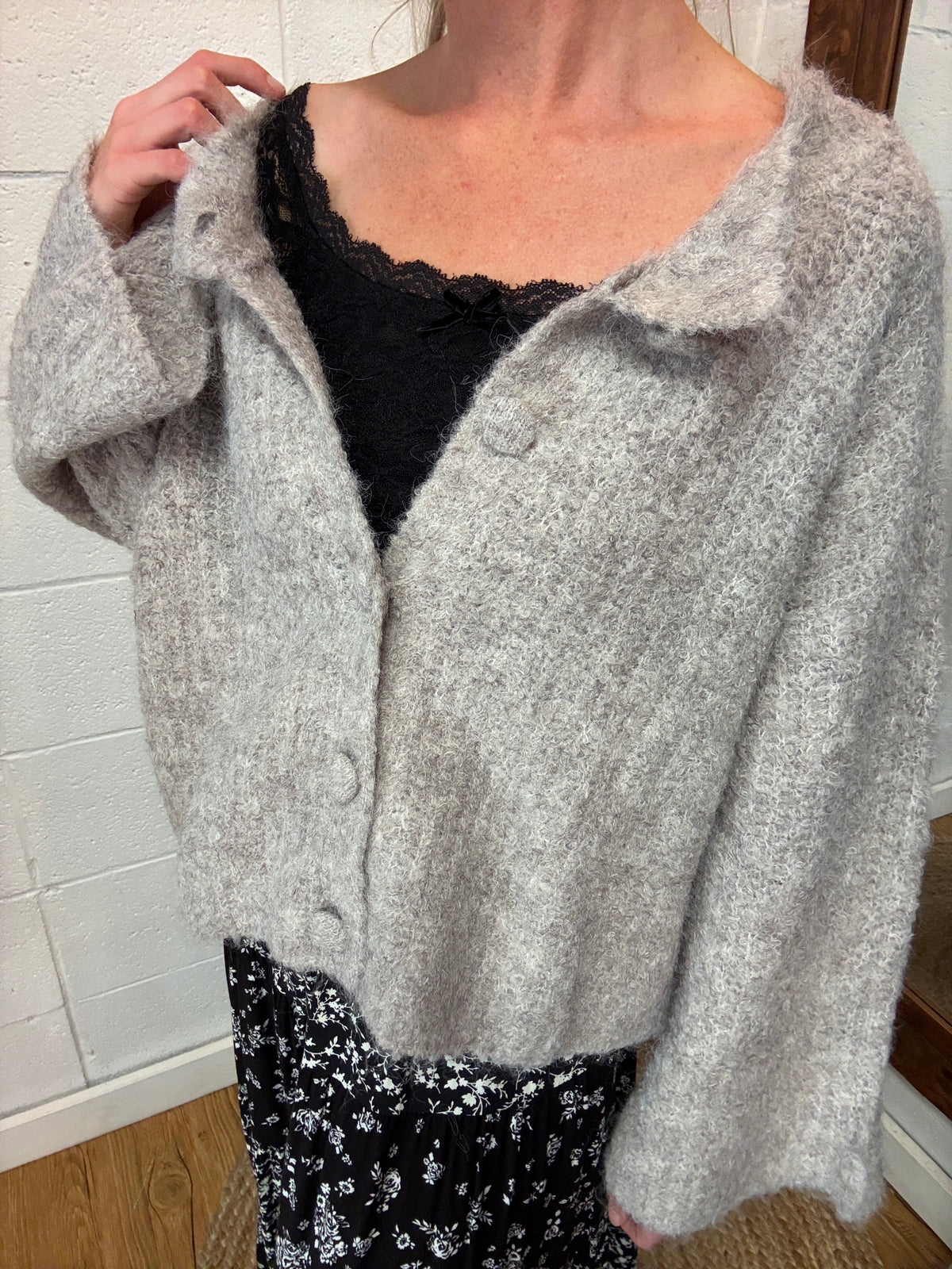 Fuzzy Grey Cardigan