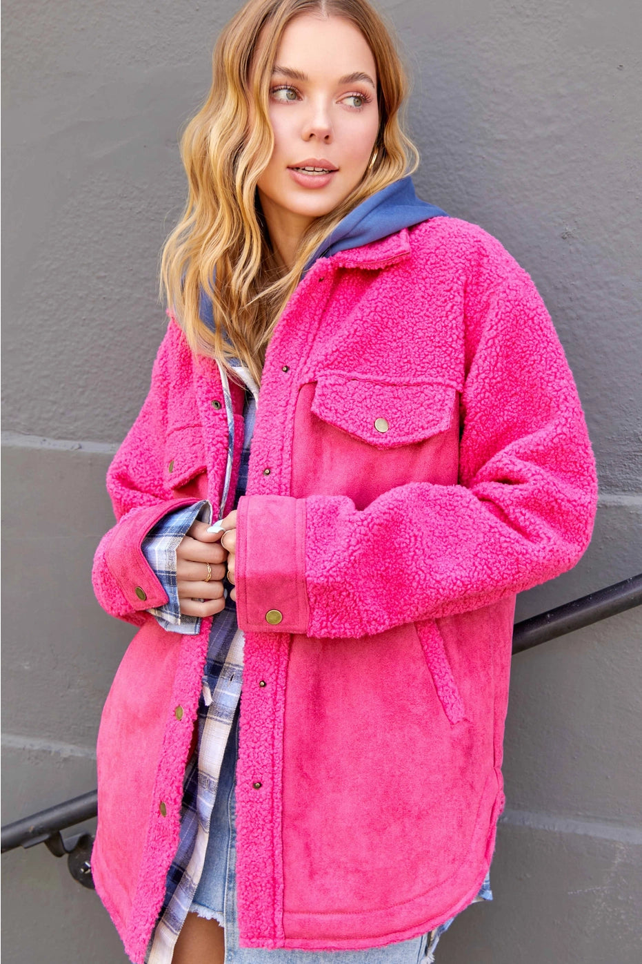 Rose Pink Faux Suede Jacket