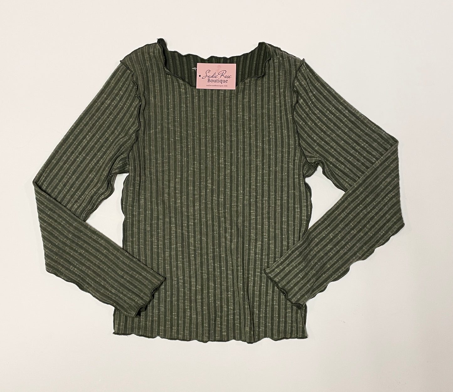 Green Ribbed Long Sleeve