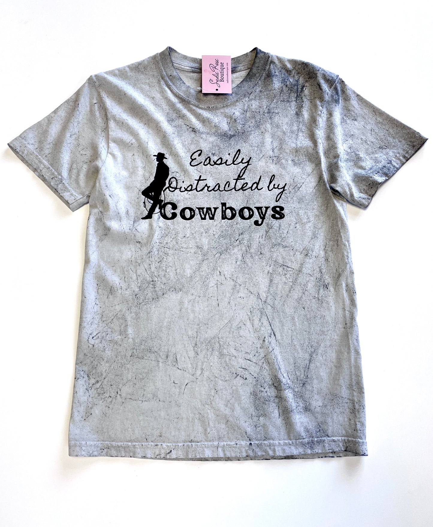“Easily Distracted by Cowboys” Grey Tee