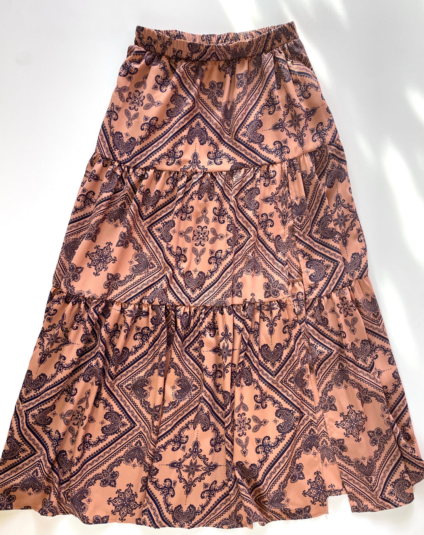 Orange Patterned Slit Skirt