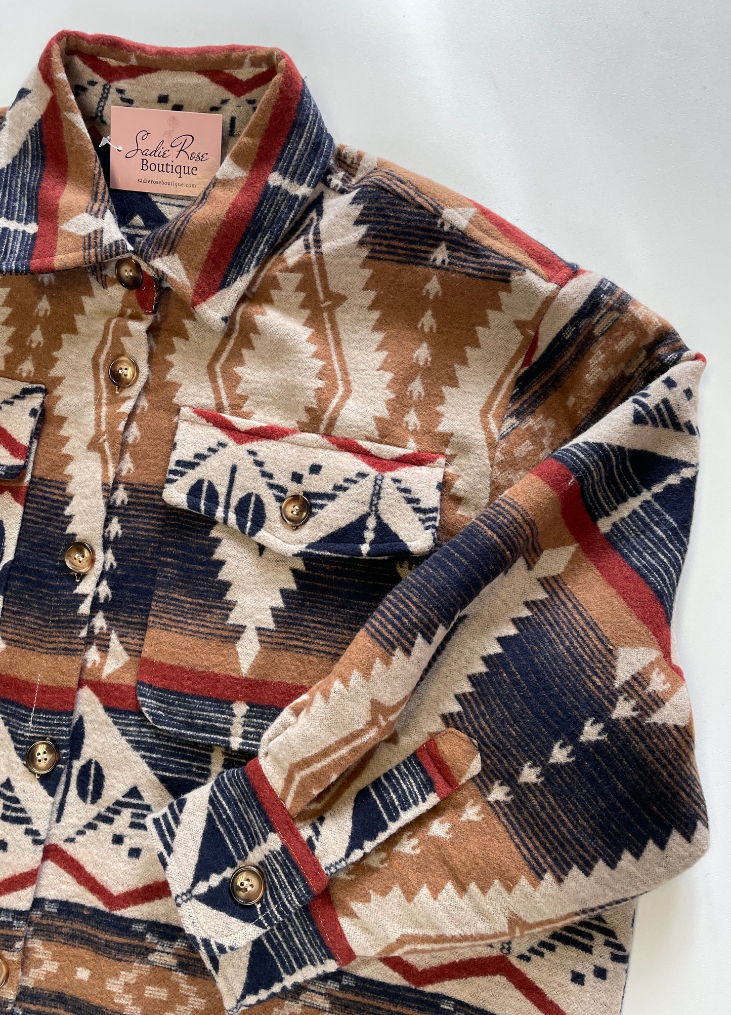 Navy/Brown Aztec Shacket