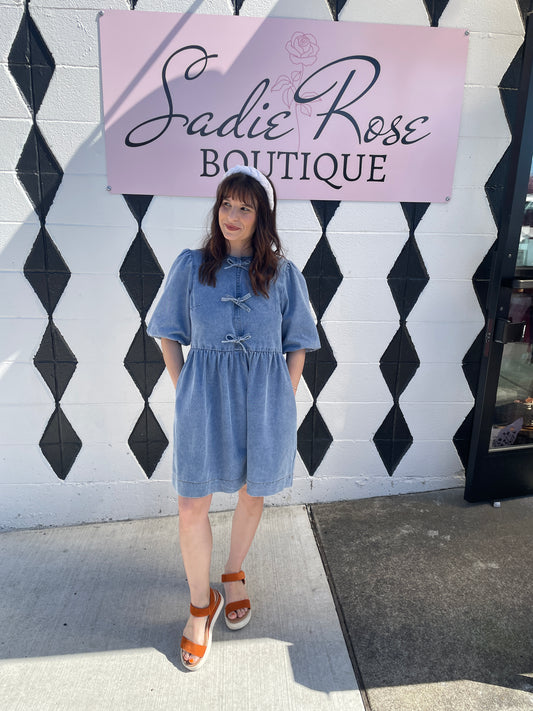 Denim Bow Tie Dress