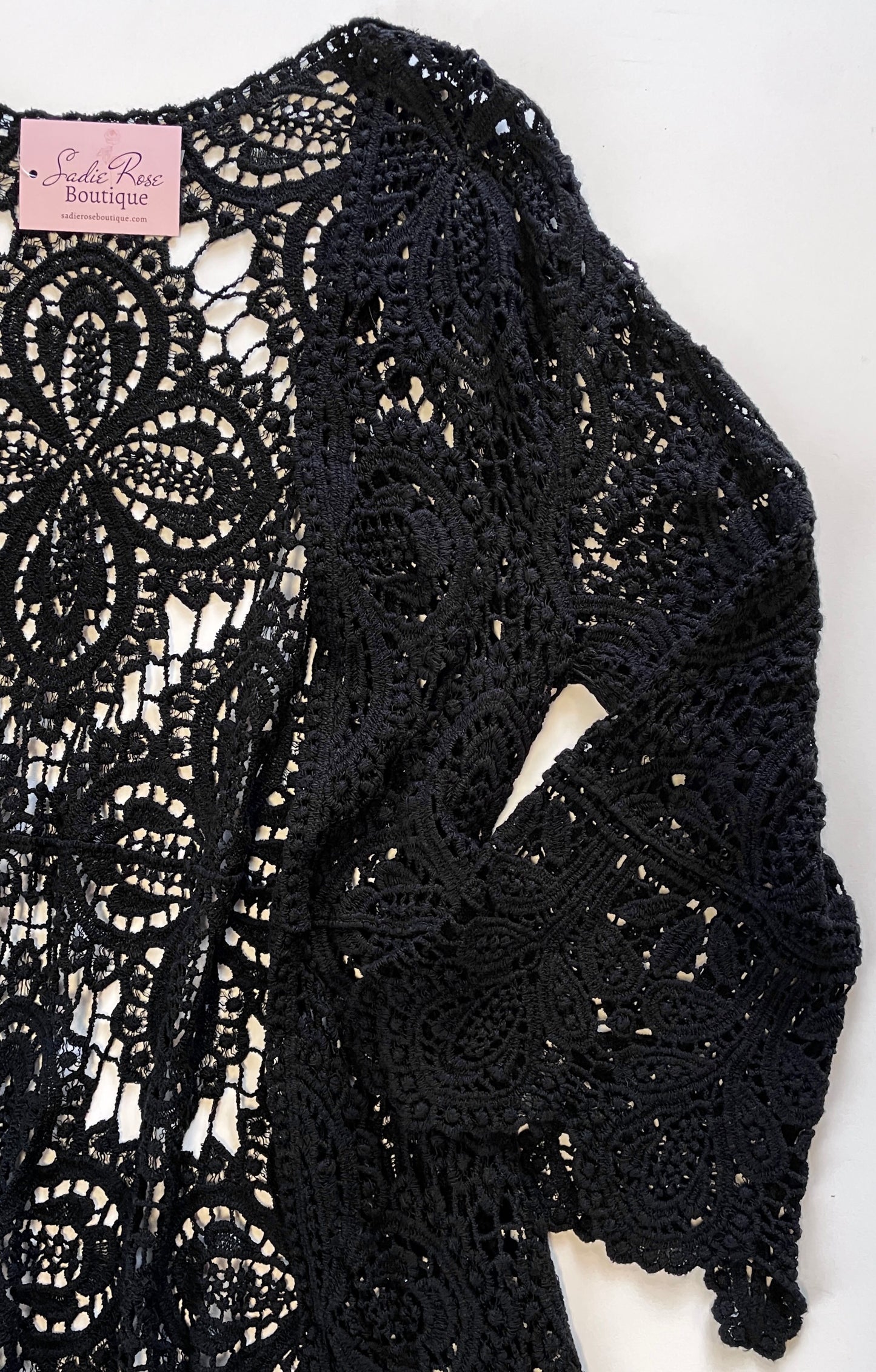 Black Crochet Cardigan