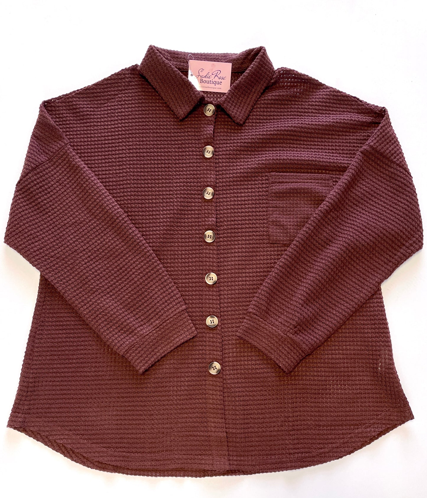 Brown Waffle Knit Jacket