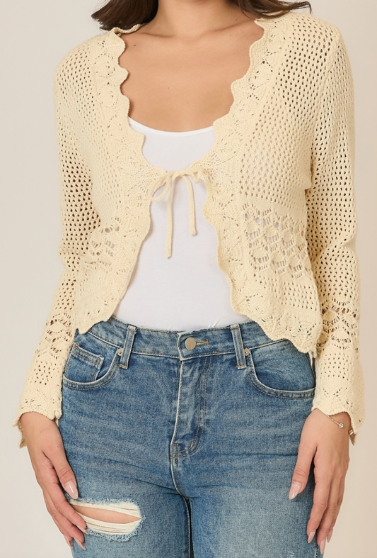 Floral Crochet Knit Cardigan