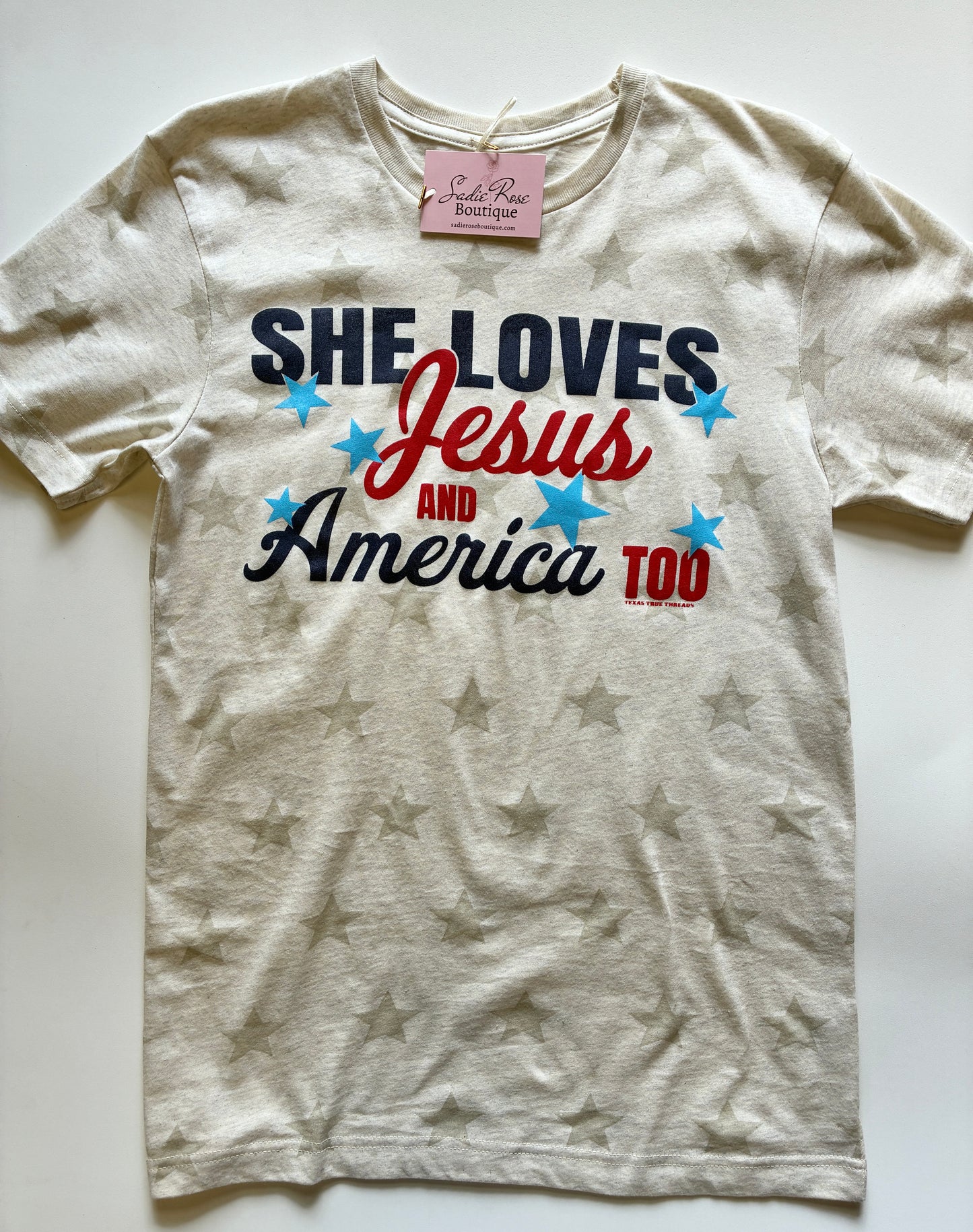 She Loves Jesus & America Too Tee