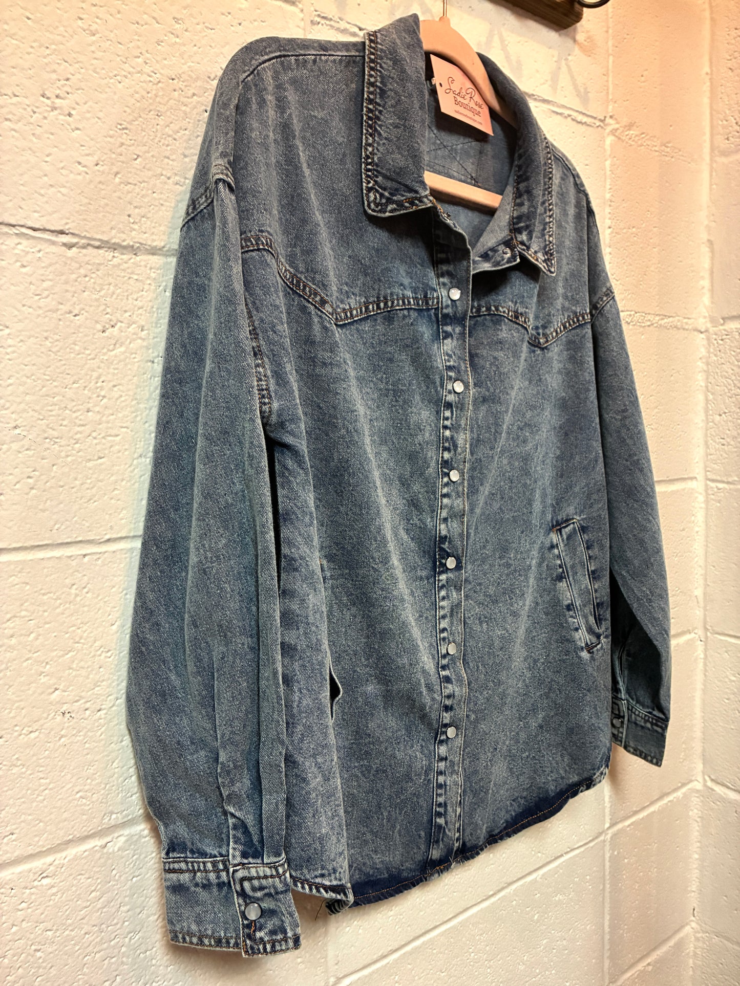 Western Indigo Pearl Snap Button Up
