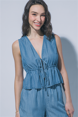 Light Blue Tie Top