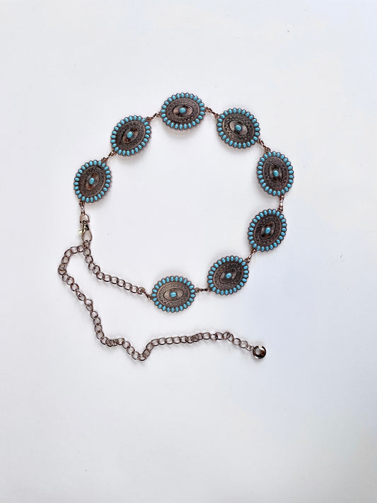 Gold and Turquoise Chain Belt