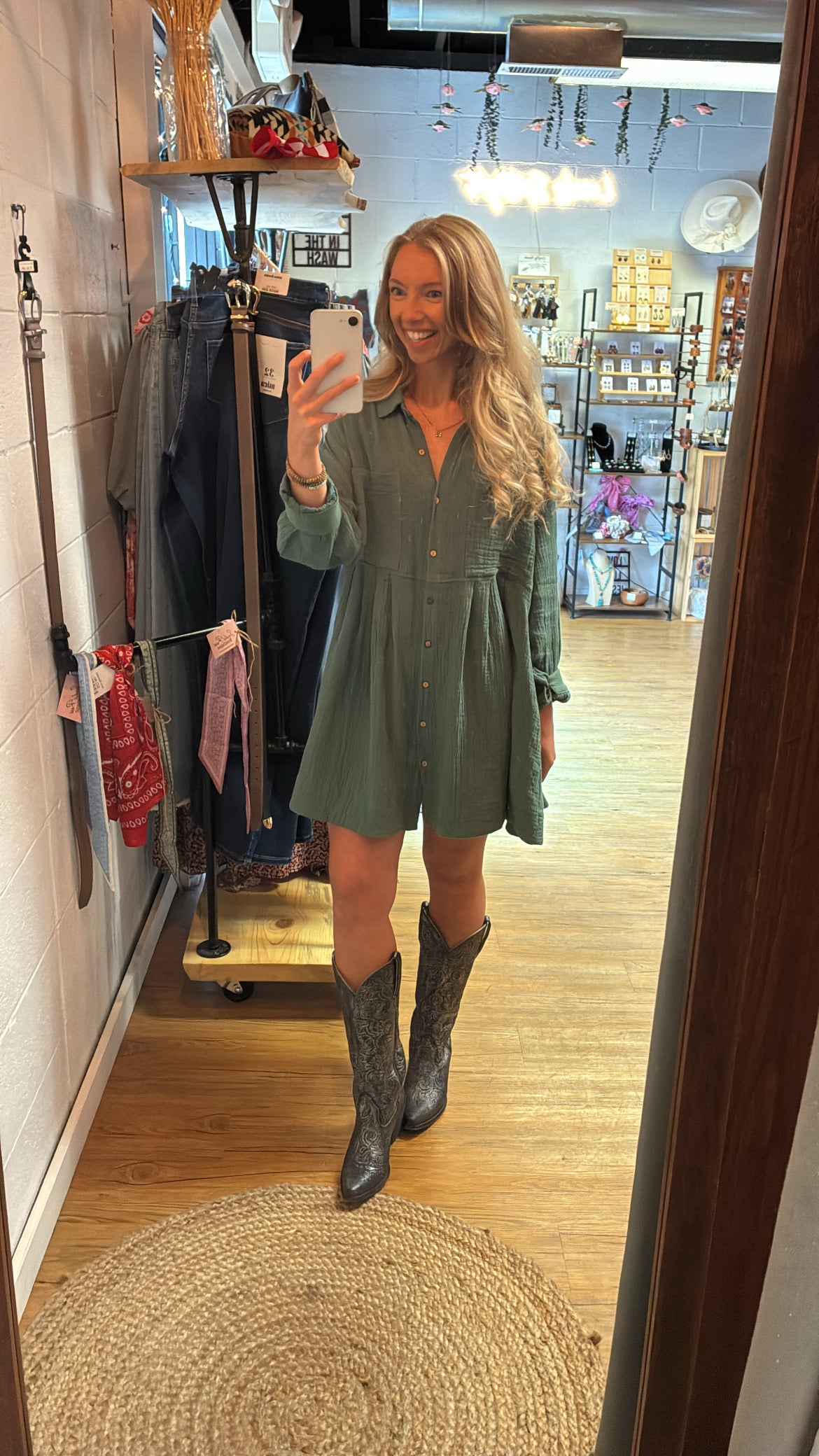Green Button Down Dress