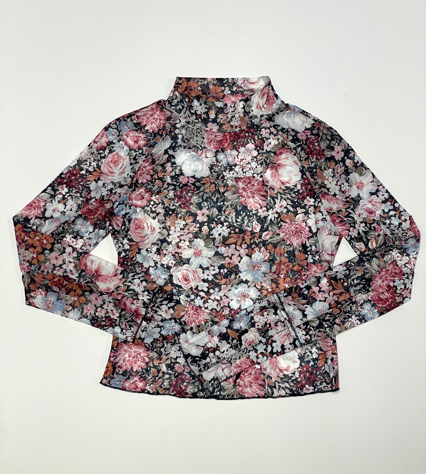 Mesh Floral Turtleneck