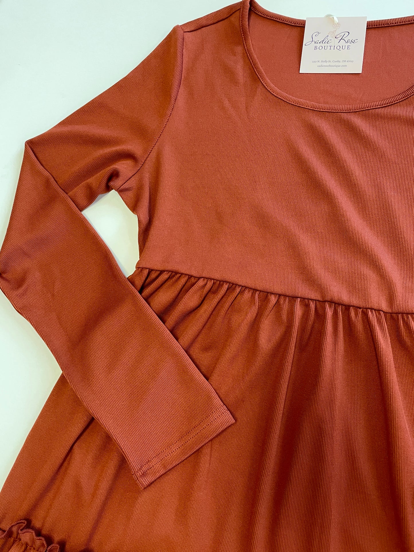 Rust Orange Long Sleeve Dress