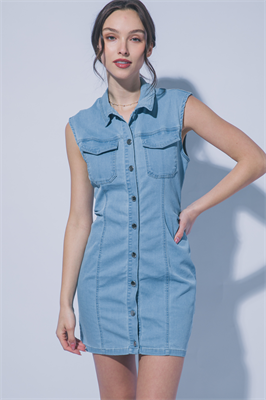 Light Blue Denim Sleeveless Dress