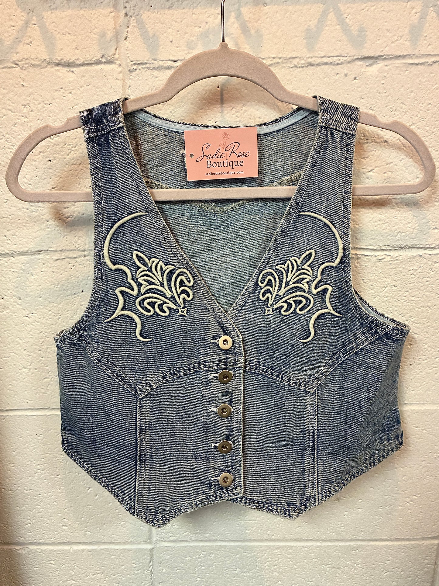 Denim Embroidered Vest