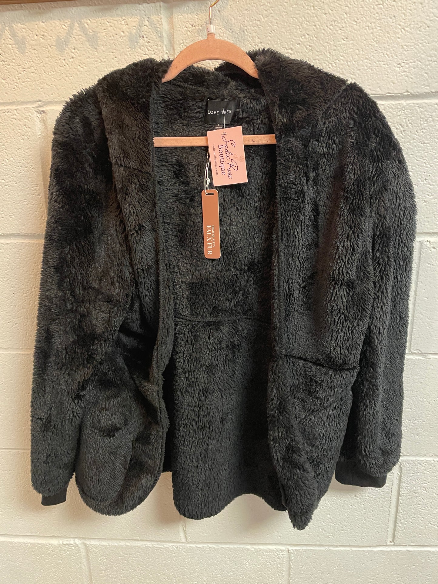 Black Hooded Sherpa Cardi