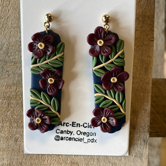 Maroon Floral Dangles