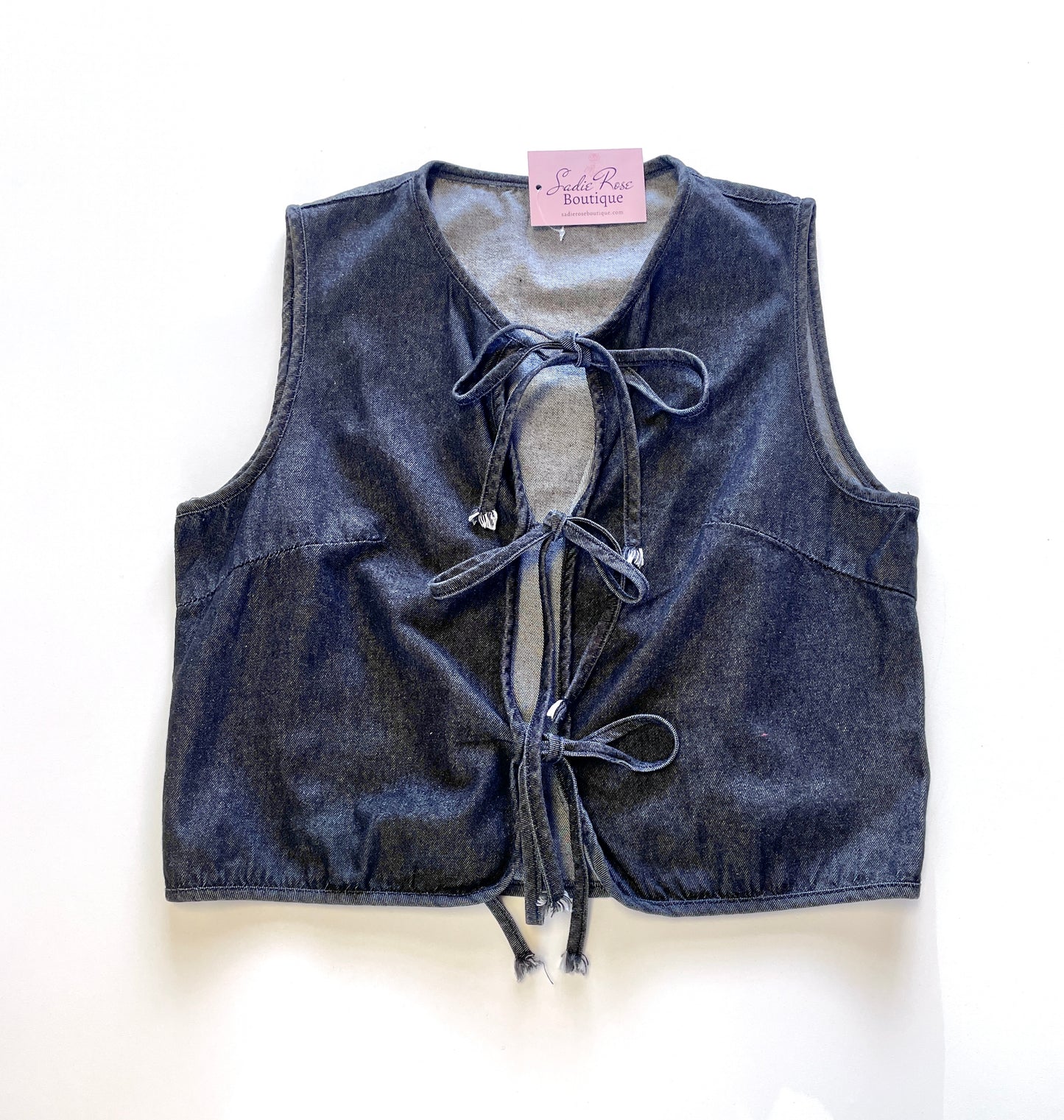 Black Denim Tie Vest