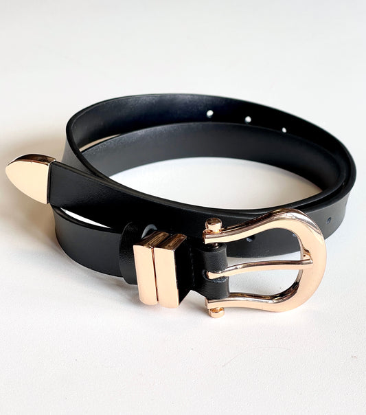Black and Gold Leather Belt