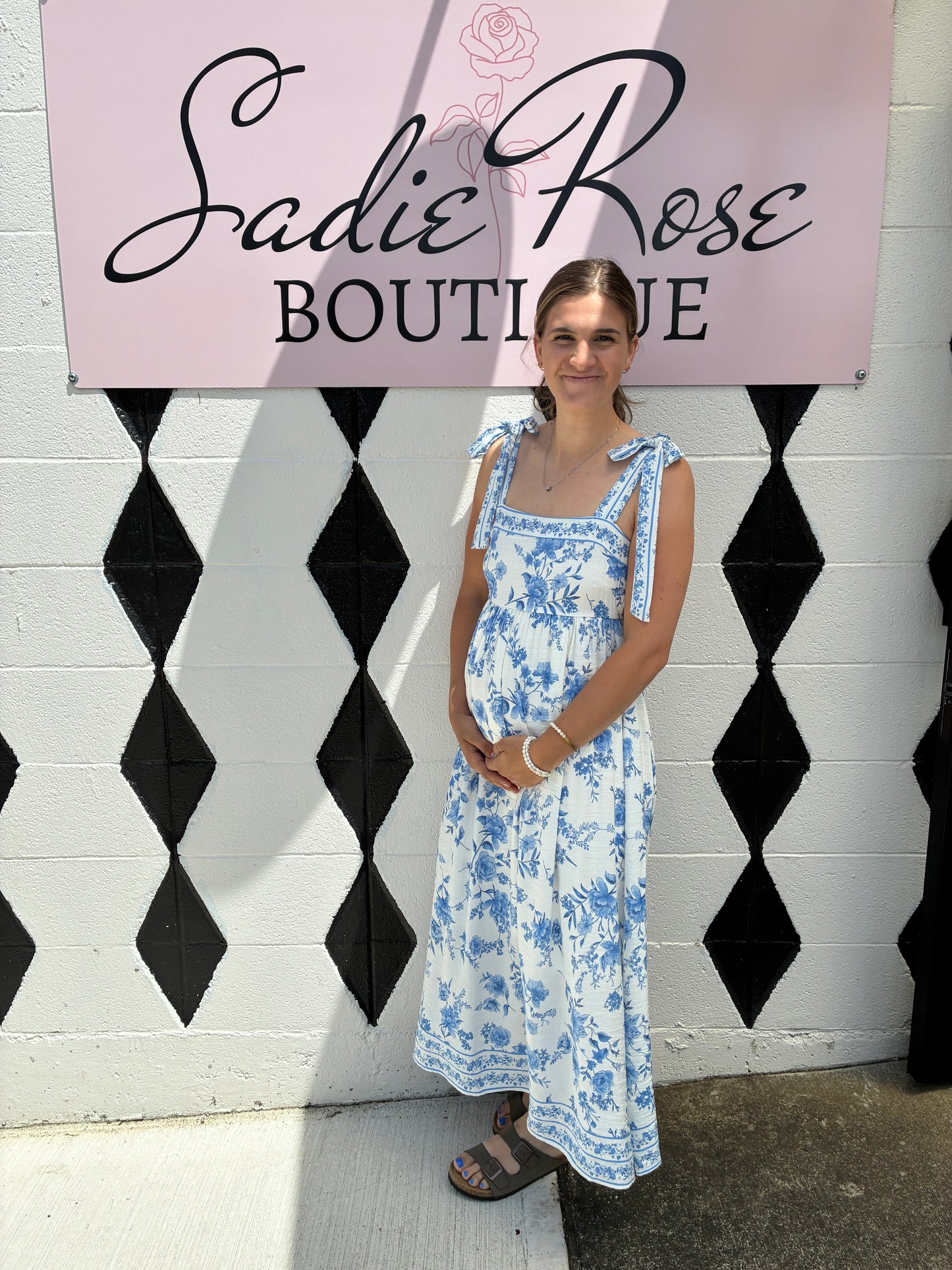 Blue & White Floral Dress