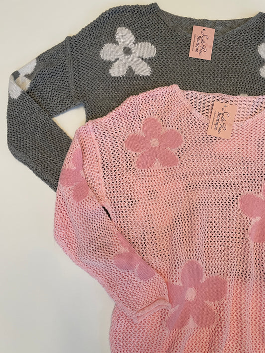 Floral Hollow Knit Sweater