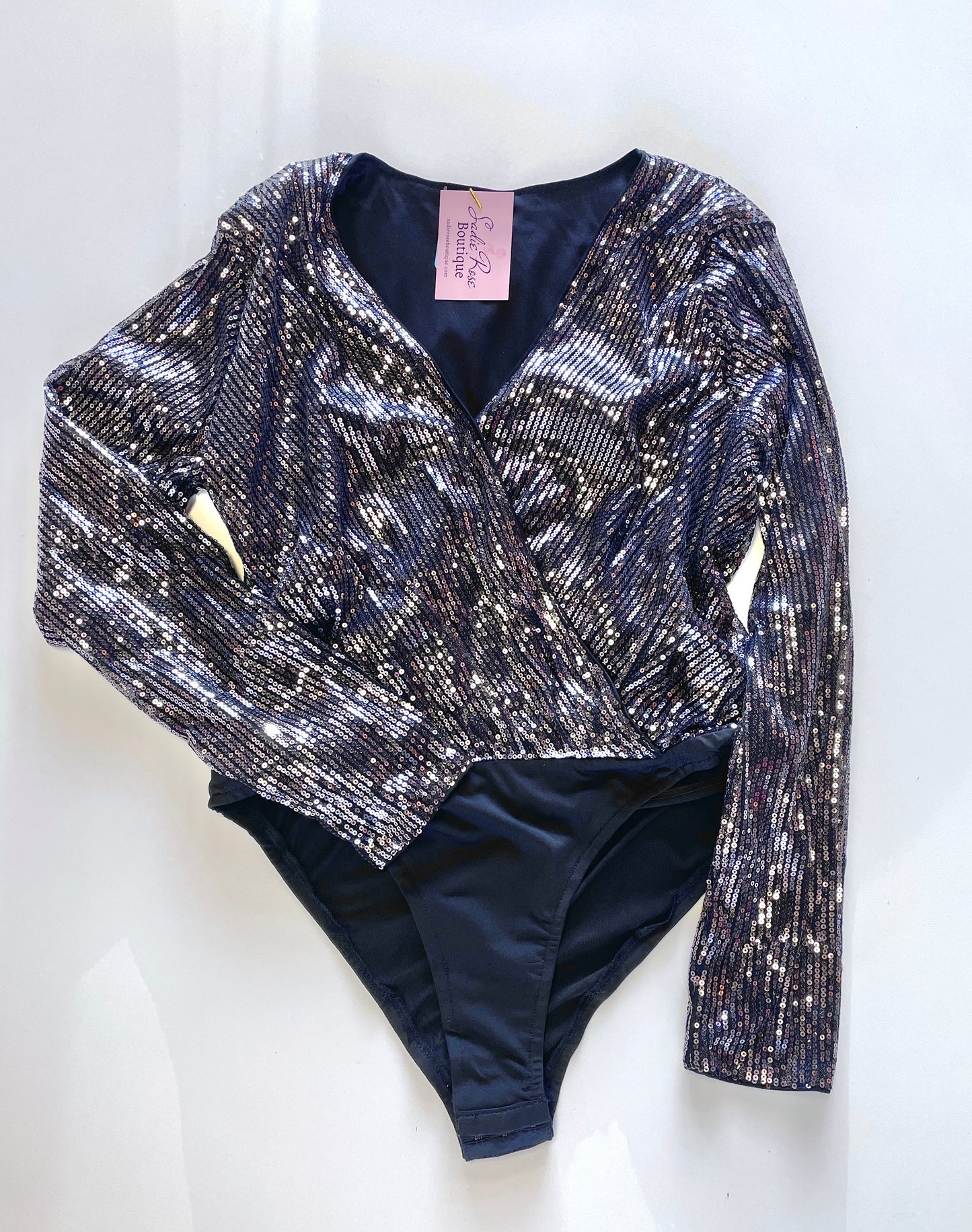 Black & Silver Sequin Bodysuit