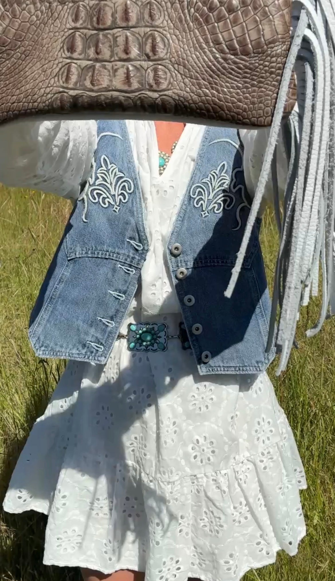 Denim Embroidered Vest