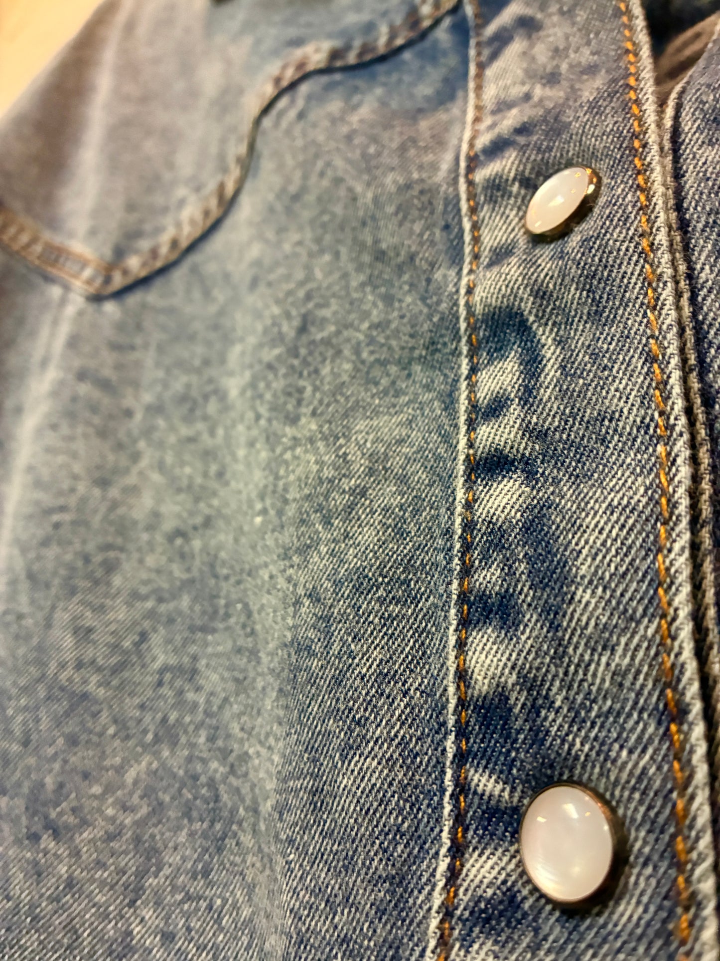 Western Indigo Pearl Snap Button Up