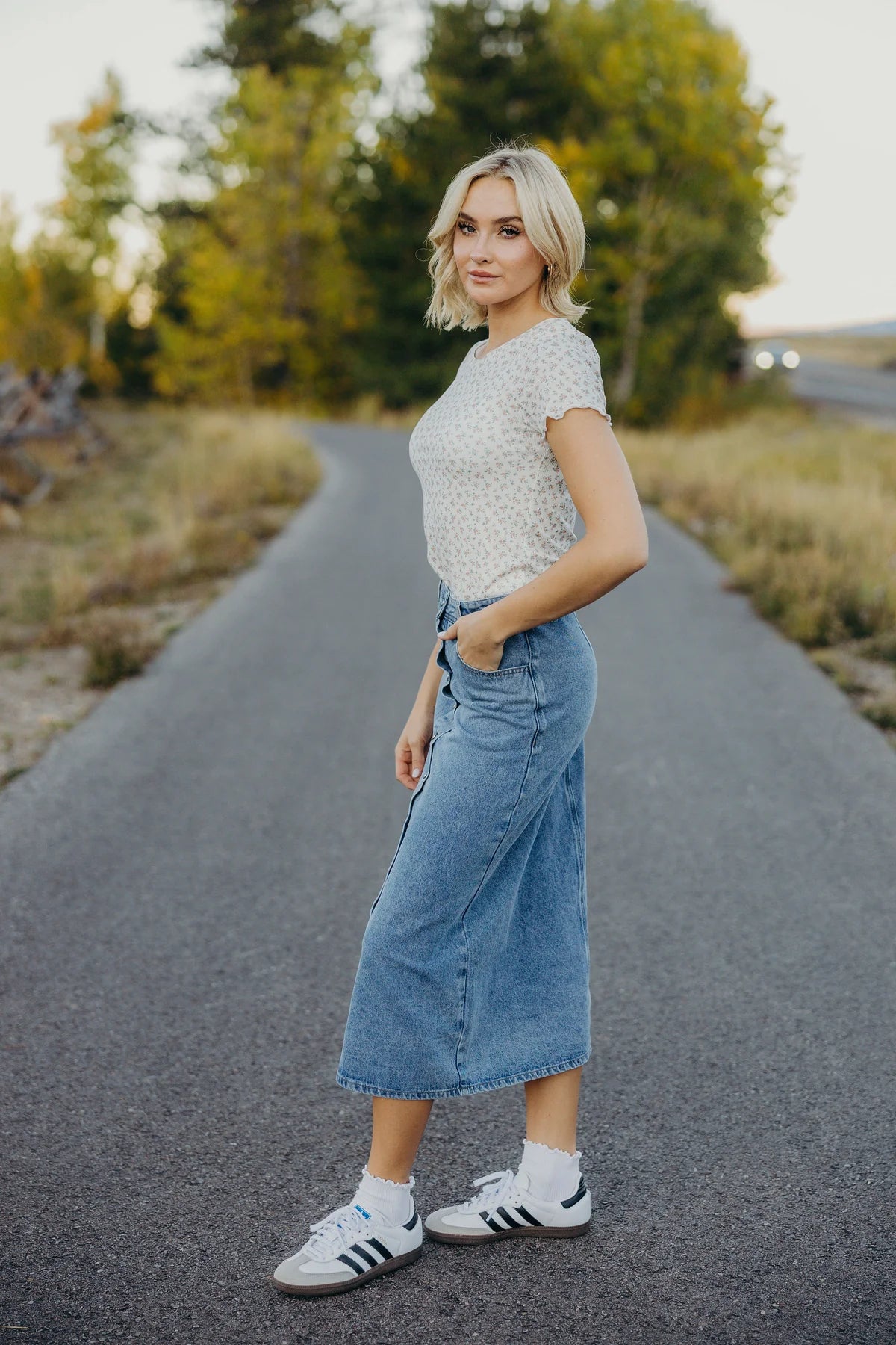 Button Denim Skirt