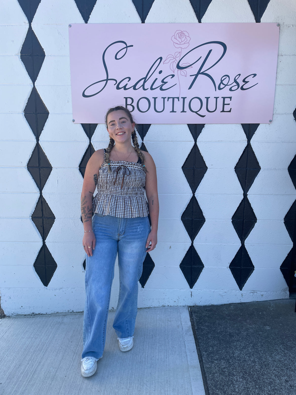 Brown Gingham Tank Top