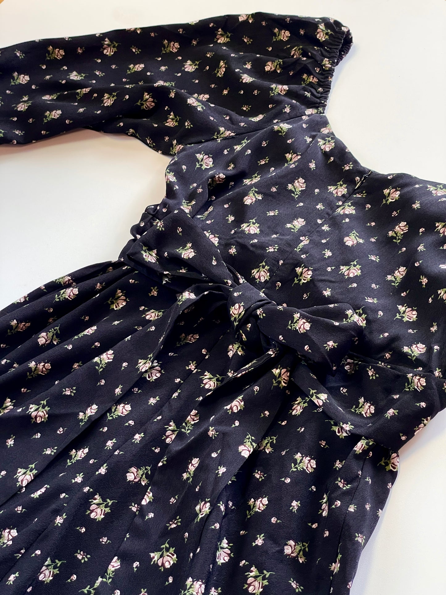 Black Floral Long Tie-Back Dress