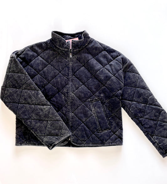 Quilted Black Distressed Jacket