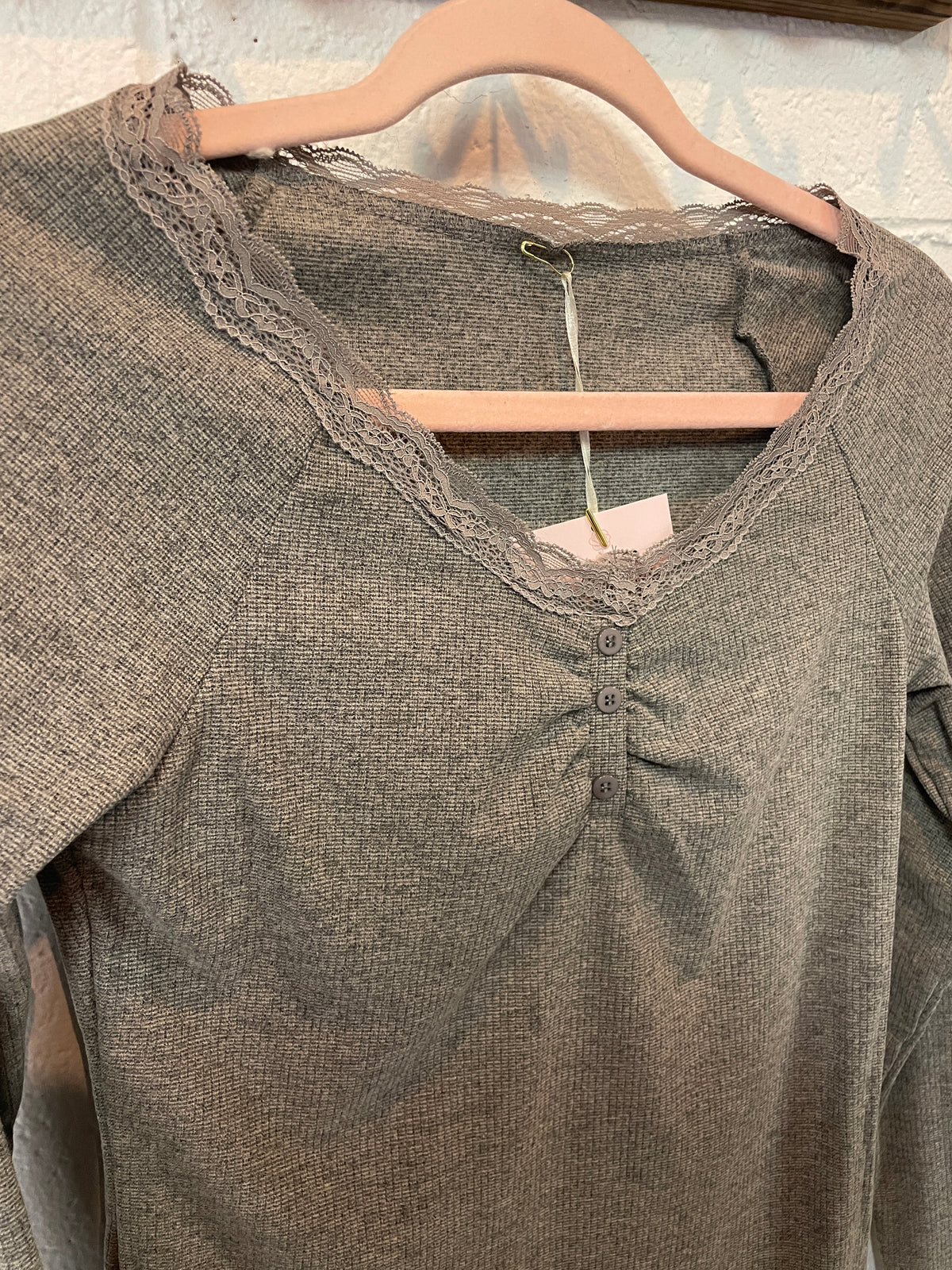 Grey Long Sleeve Top
