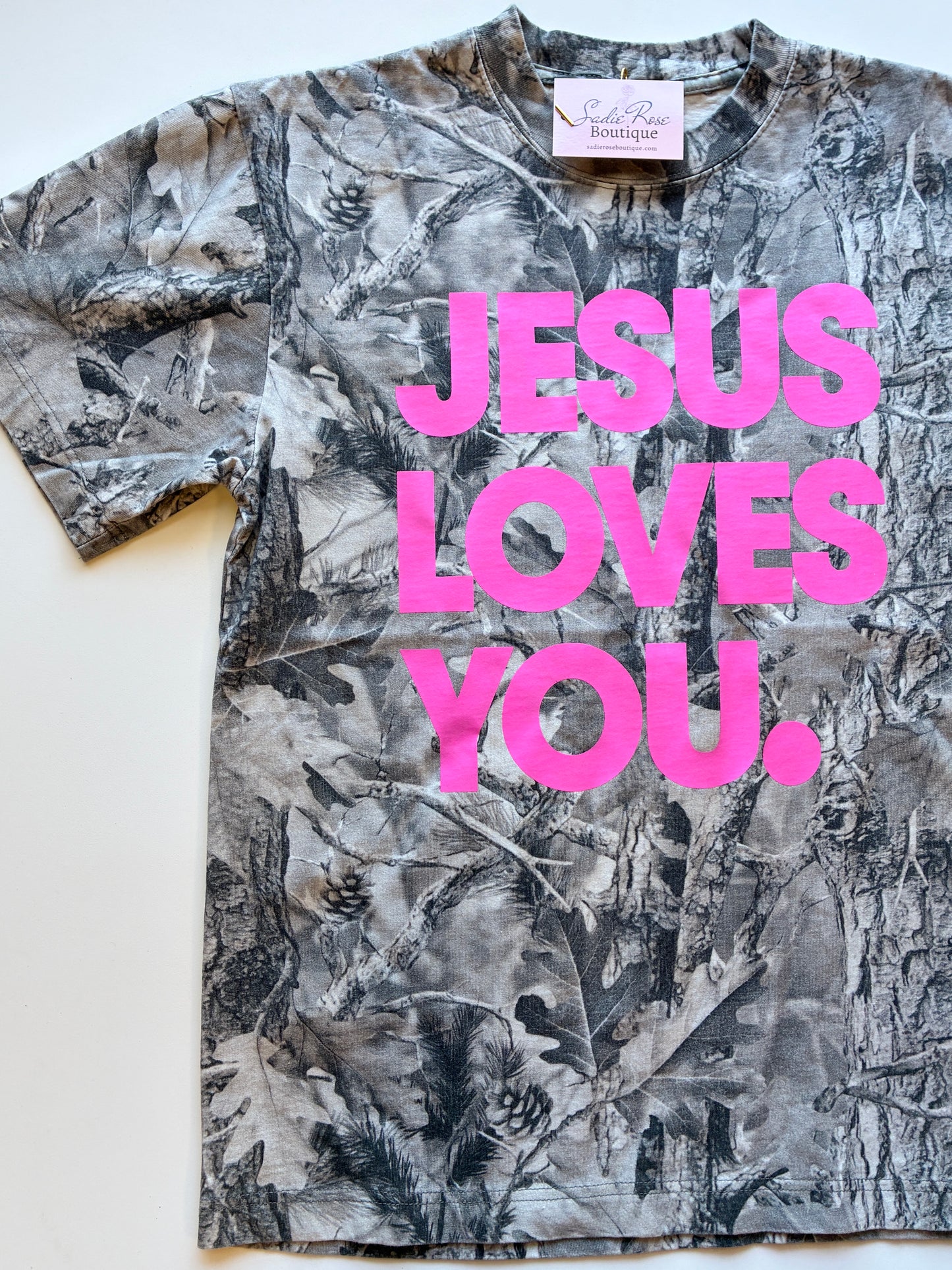 Jesus Loves You Camo Tee -Grey Camo