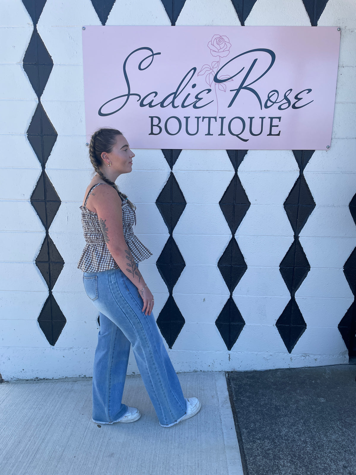 Brown Gingham Tank Top