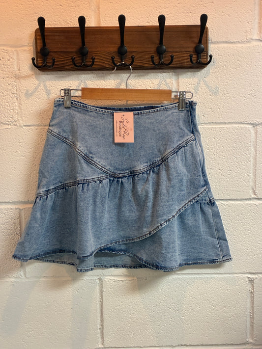 Ruffle Denim Skirt