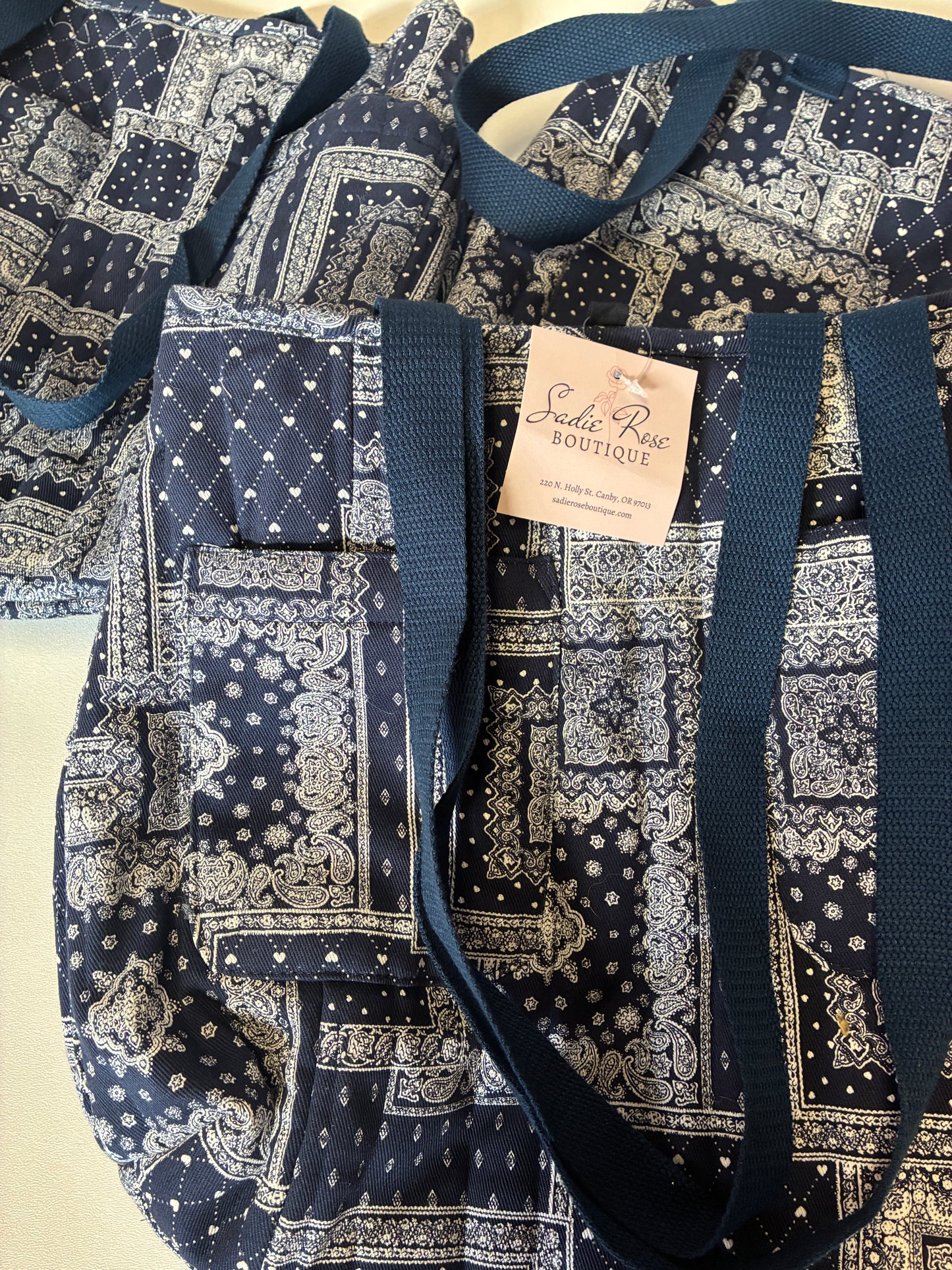 Blue Quilted Tote