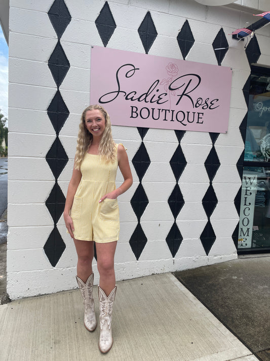 Yellow Striped Romper