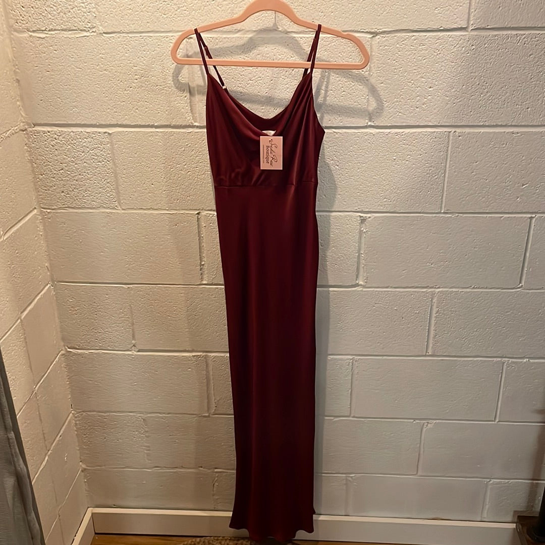 Wine Red Satin Dress