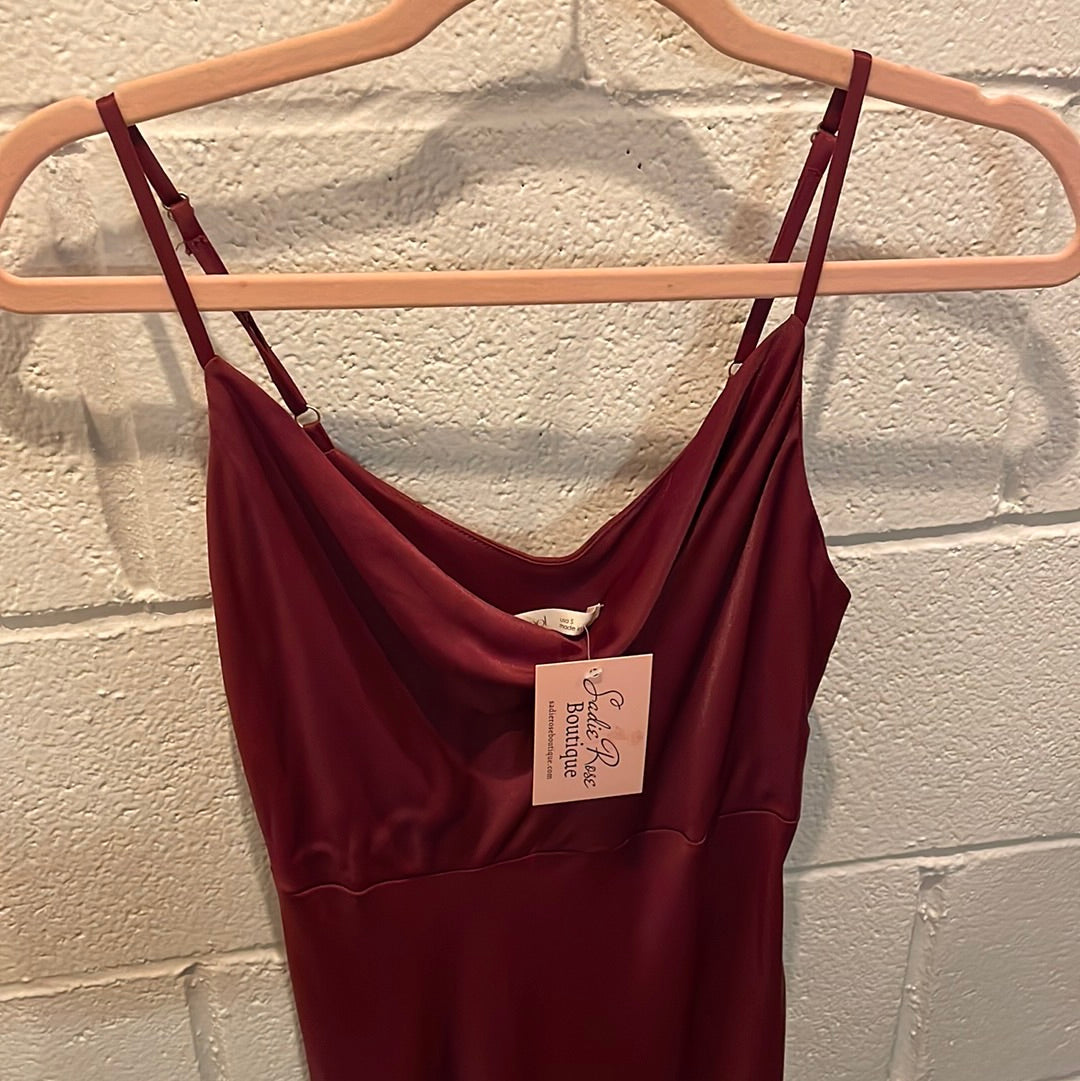 Wine Red Satin Dress