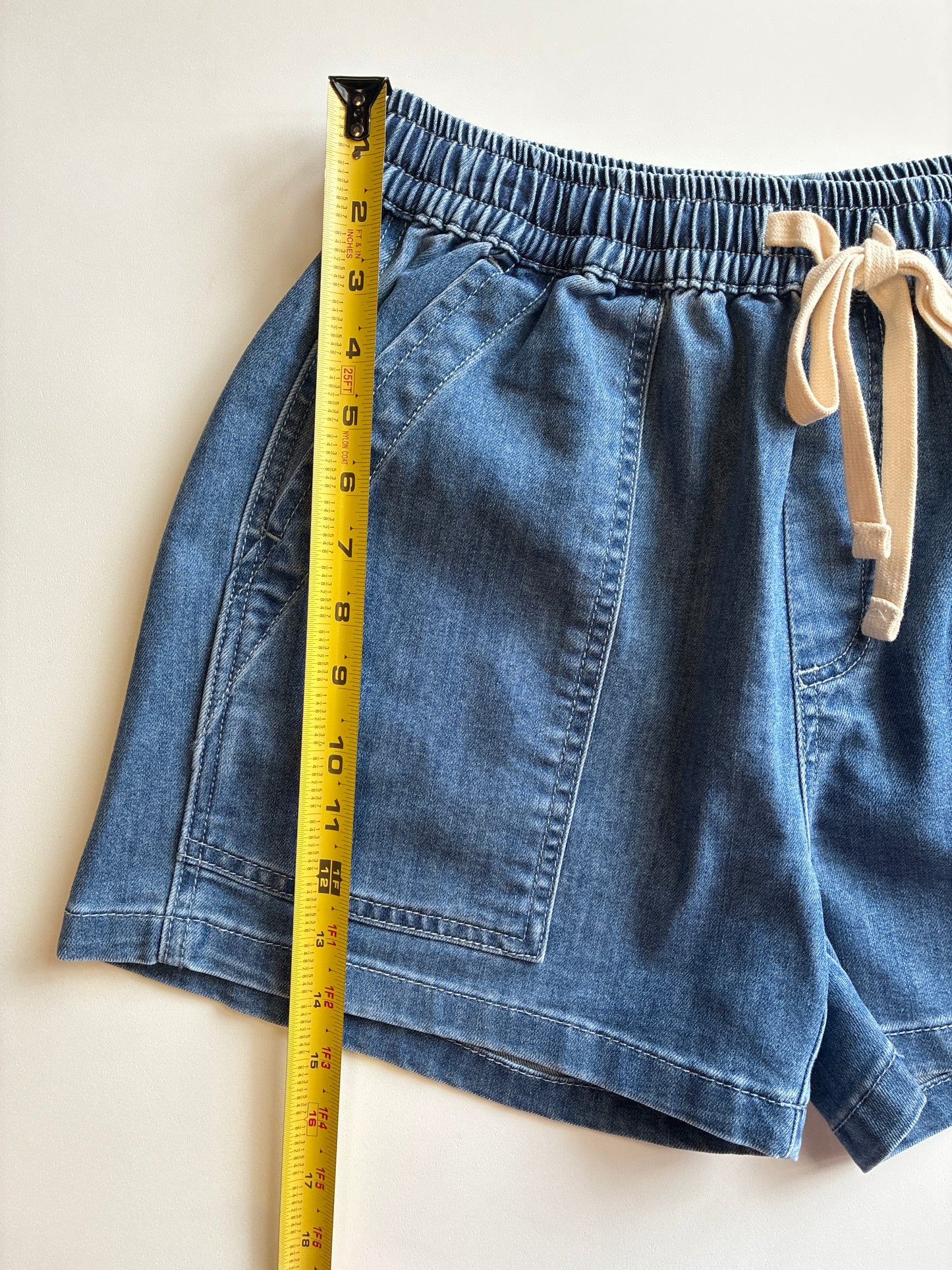 Indigo Drawstring Shorts