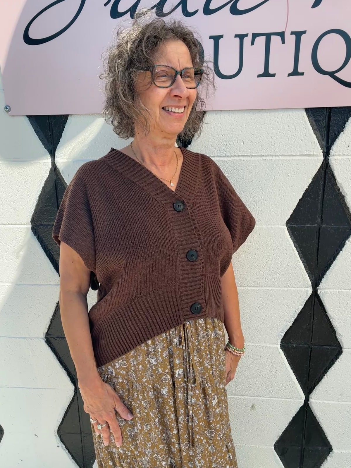 Brown Button Sweater Vest