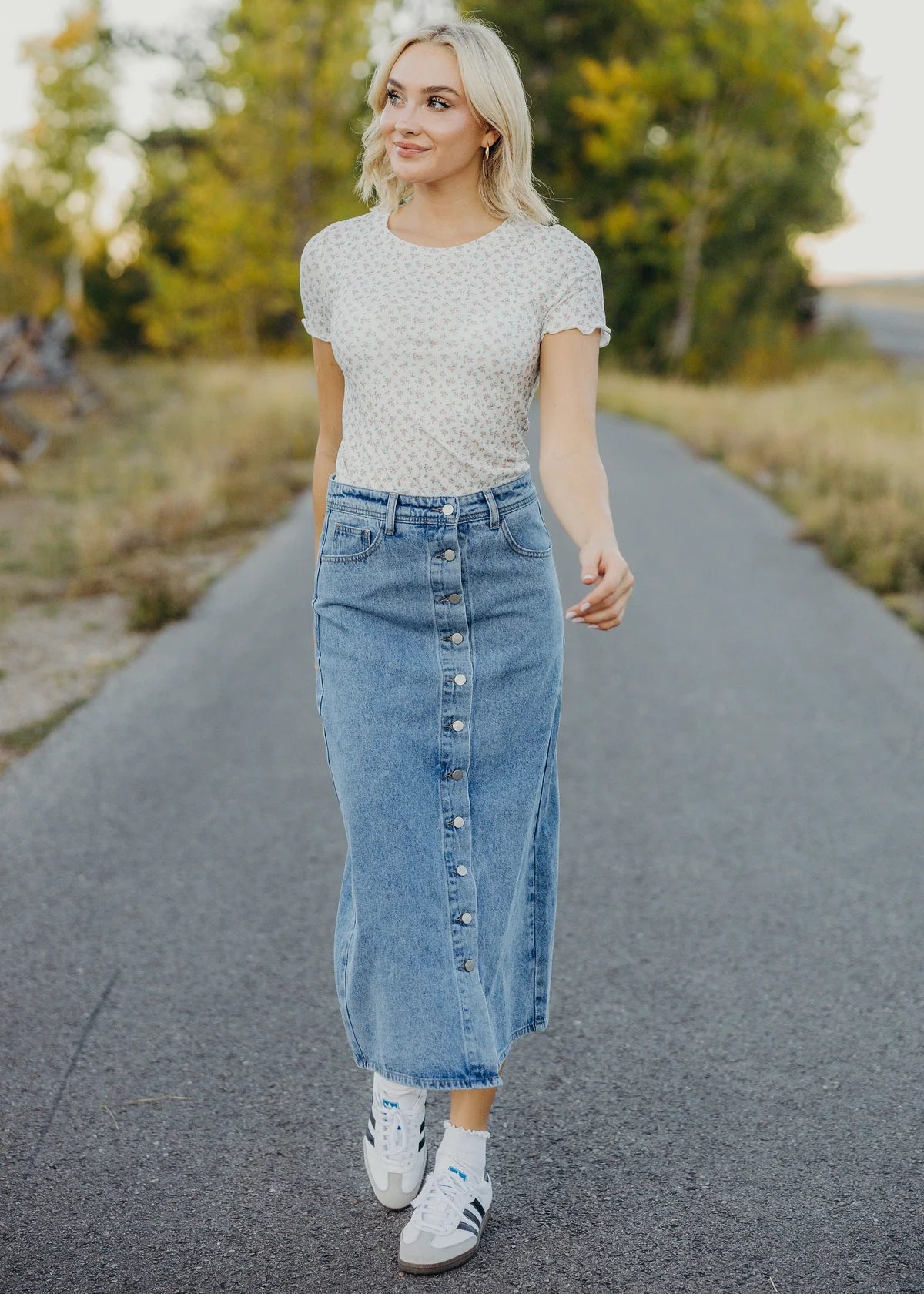 Button Denim Skirt